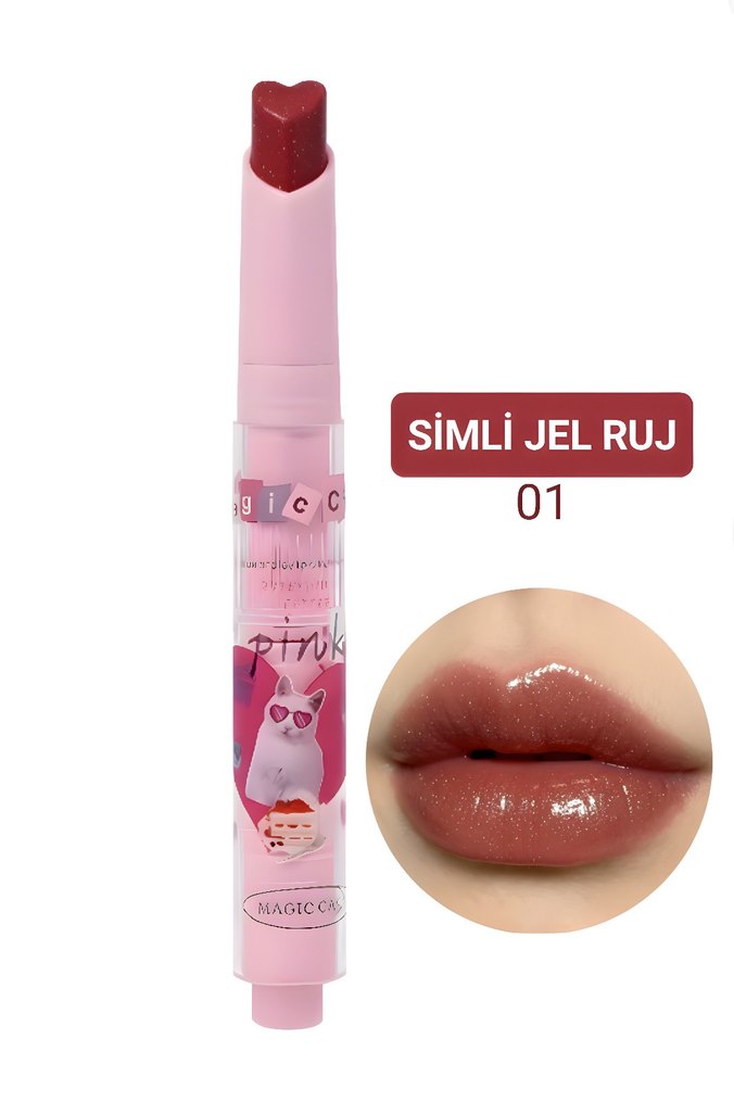 Kalp Uçlu Jel Ruj 01 Cam Parlak Görünüm - Görsel 2