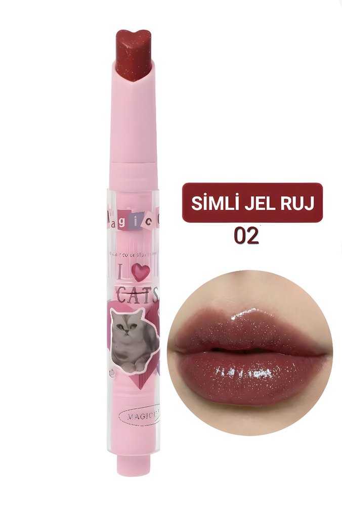 Kalp Uçlu Jel Ruj 02 Cam Parlak Görünüm - Görsel 2