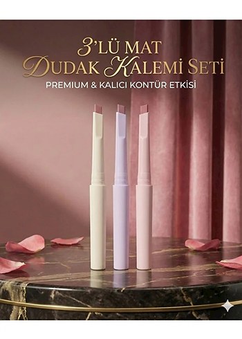 3'lü Mat Dudak Kalemi Seti - Görsel 3