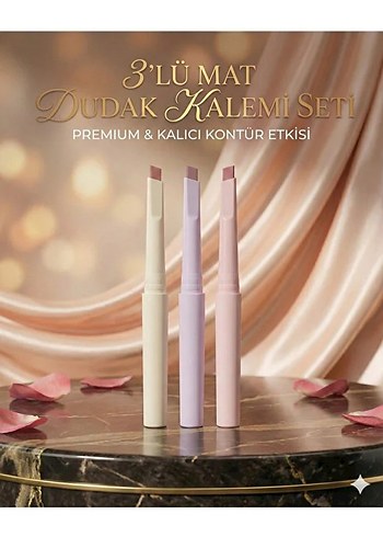 3'lü Mat Dudak Kalemi Seti - Görsel 2