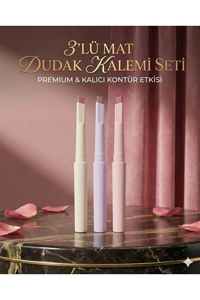 3'lü Mat Dudak Kalemi Seti - Görsel 3