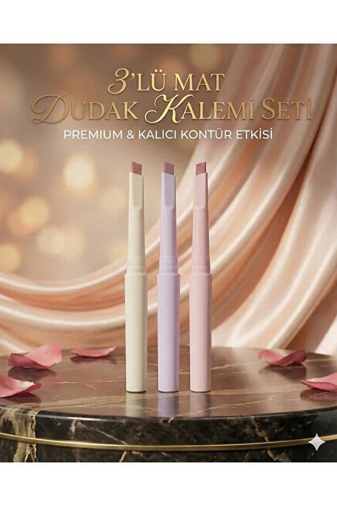 3'lü Mat Dudak Kalemi Seti - Görsel 2