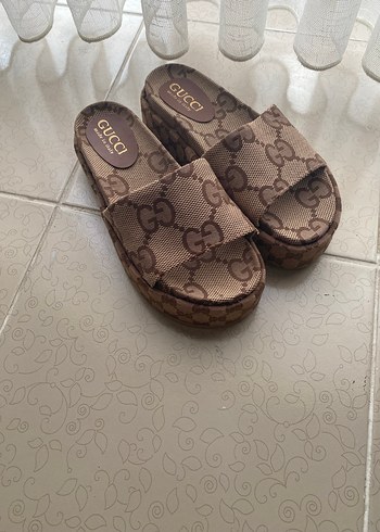 40 Beden Kahverengi Platform Topuklu Gucci Terlik
