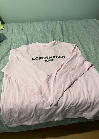 Pembe Pamuklu Baskılı uzun Kollu Tişört - Görsel 2