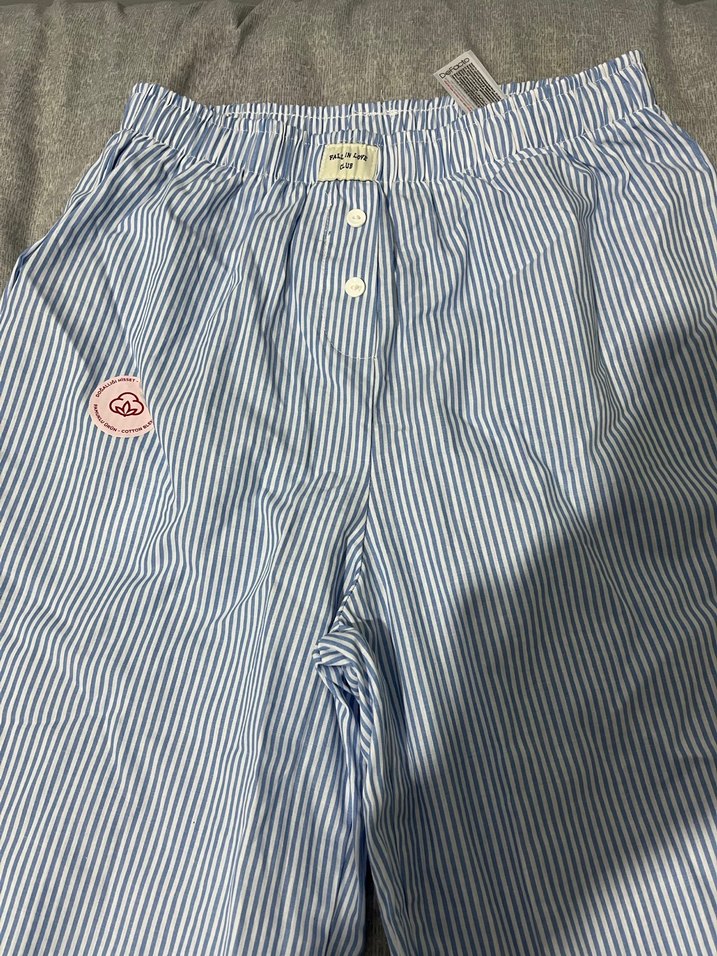 Kadın mavi çizgili pijama - Görsel 2