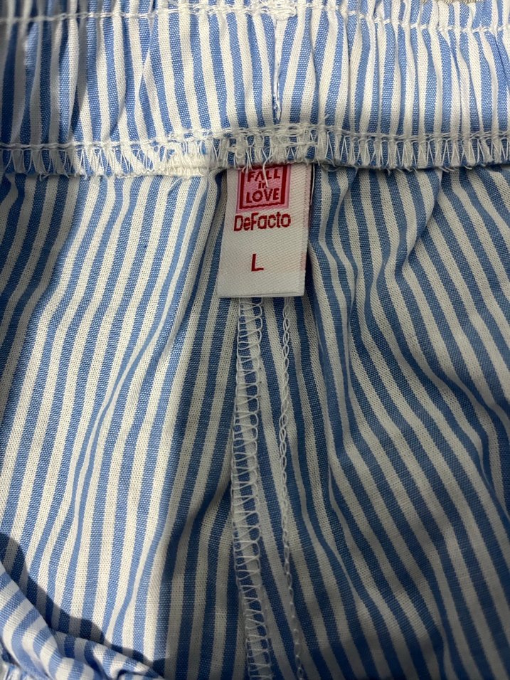 Kadın mavi çizgili pijama - Görsel 5