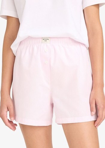 Pembe Pamuklu Rahat Kesim Mini Şort - Görsel 2