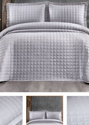 Çeyiz diyarı Gri Kapitone Düz Yatak Örtüsü - Görsel 2