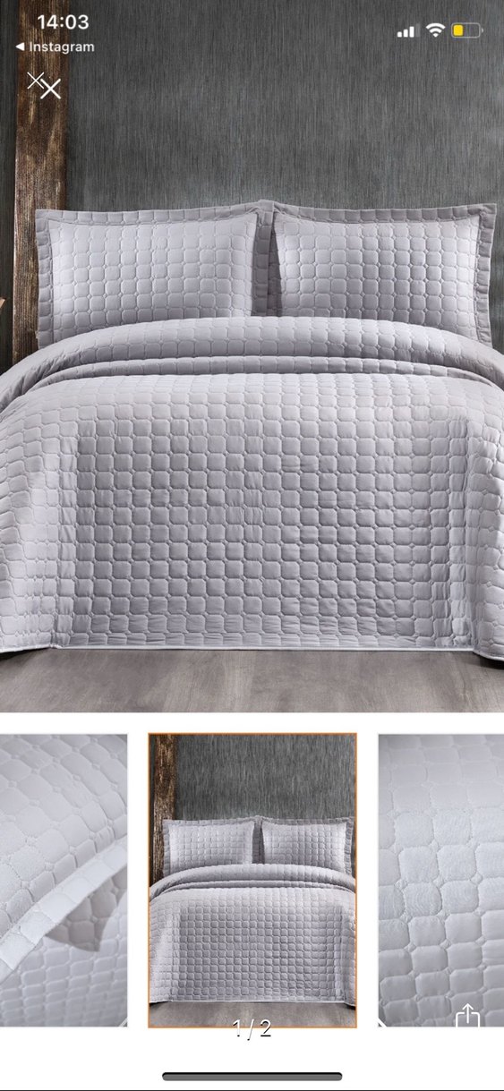 Çeyiz diyarı Gri Kapitone Düz Yatak Örtüsü - Görsel 2