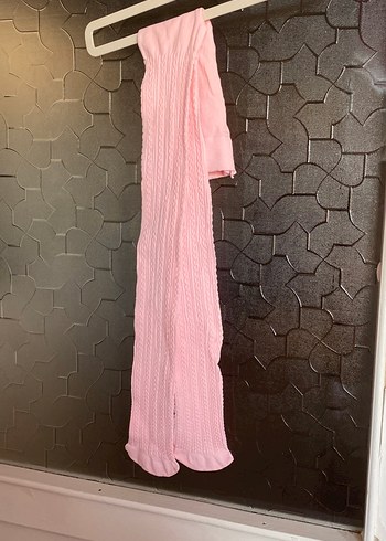 Pembe Pilili Örgü Çocuk Külotlu Çorap