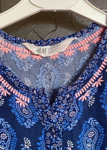 H&M Koyu Lacivert V Yaka Kemerli Bohem Tulum