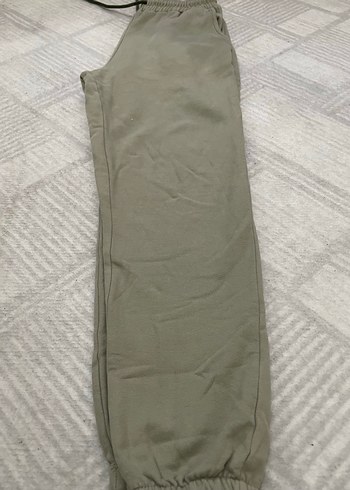 Kadın Keten Rahat Kesim Haki Eşofman Altı - Görsel 2