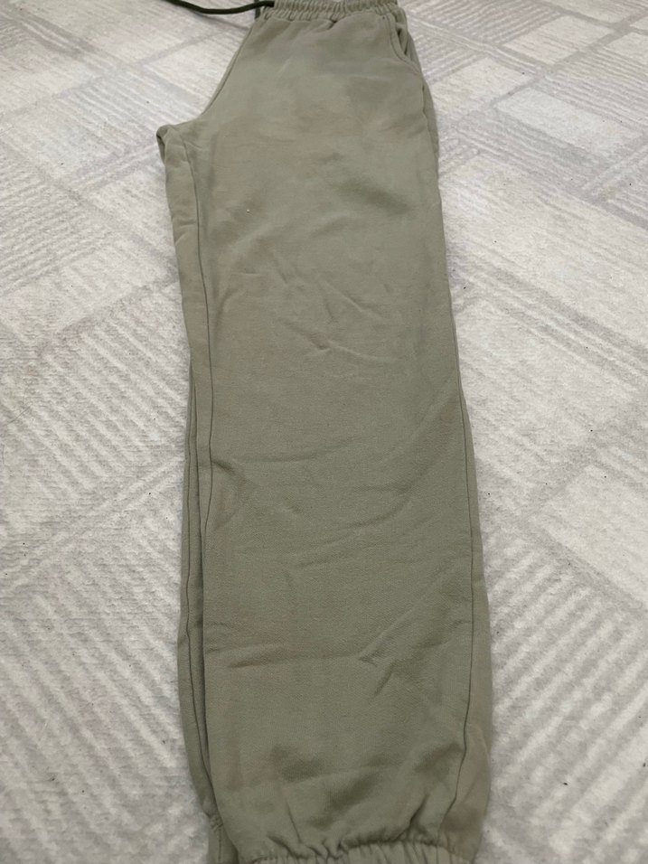 Kadın Keten Rahat Kesim Haki Eşofman Altı - Görsel 2