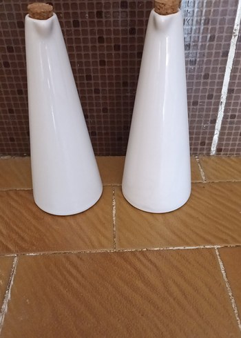 Beyaz Seramik Mantar Kapaklı Baharatlık Seti