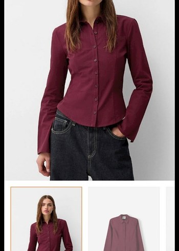 Bershka bele oturan gömlek bordo