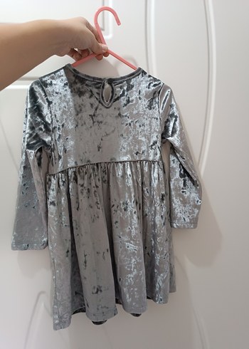 Gri Kadife Kız Elbisesi - Görsel 2