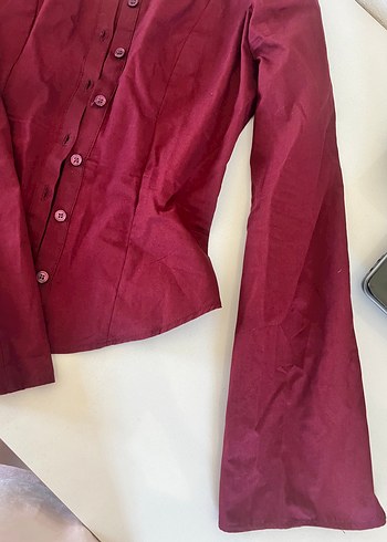 Bershka Kadın Bordo Düğmeli gömlek