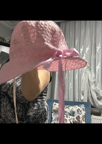 Dantel Detaylı Pembe çocuk Şapka - Görsel 2
