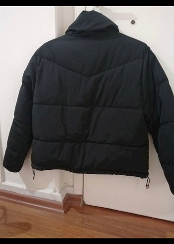 s Beden gri Renk Siyah Yüksek Yakalı Şişme Kadın Ceket