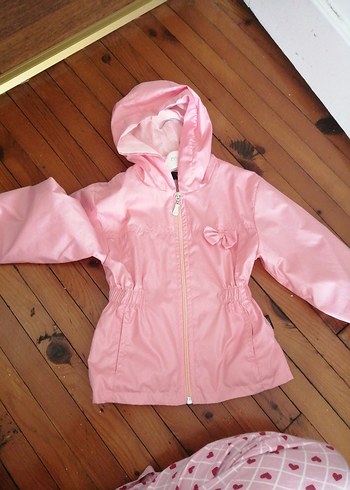 24-36 Ay Beden pembe Renk Kız Çocuk Pembe Fermuarlı Yağmurluk