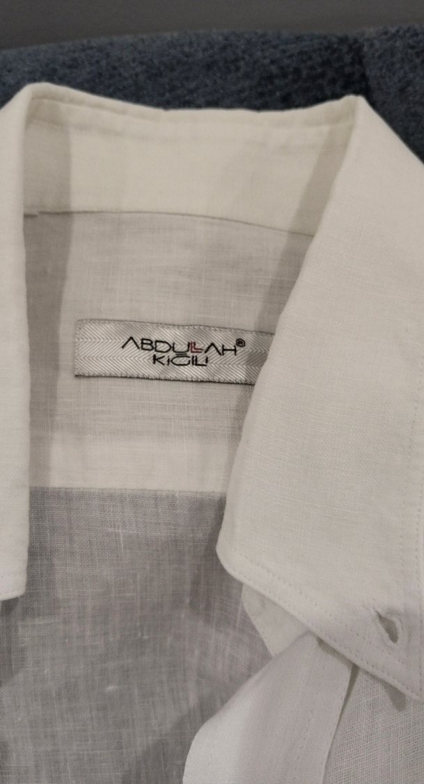 Bej Keten erkek Gömlek - Görsel 2