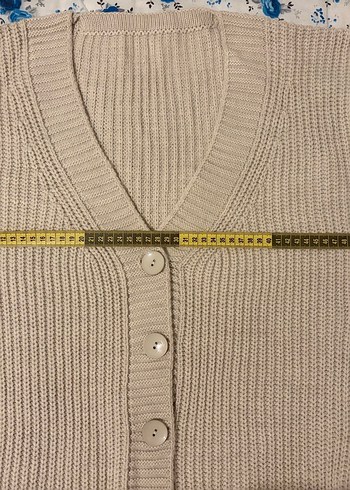 Bej V Yakalı Örgü Kadın Hırka - Görsel 6