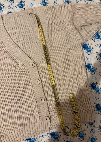 Bej V Yakalı Örgü Kadın Hırka - Görsel 8