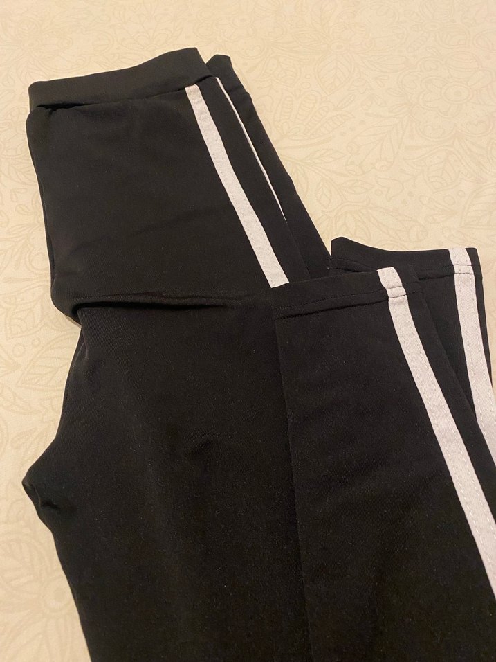 Kızlar için Siyah Şeritli Dar Kesim Eşofman Altı - Görsel 2