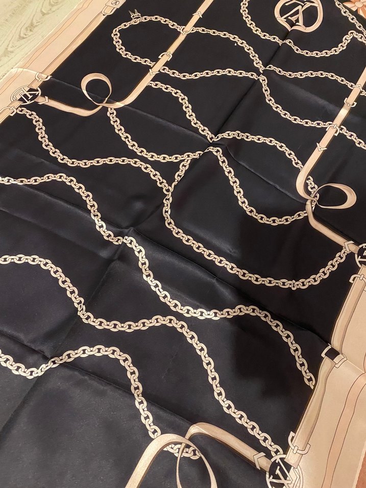 ithal vual ipek şal lacivert - Görsel 5