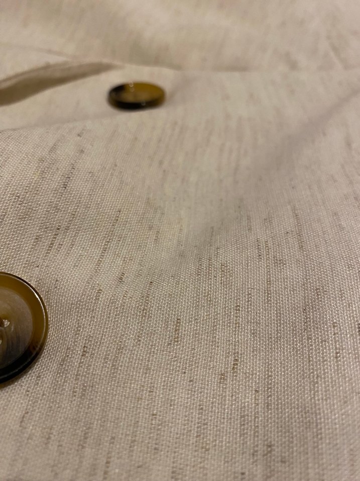 Düğmeli Beyaz Keten Kadın Blazer - Görsel 4