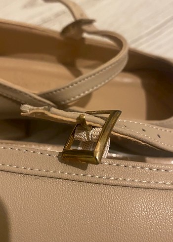 Bej Tokalı Blok Topuklu Kadın Babet - Görsel 3