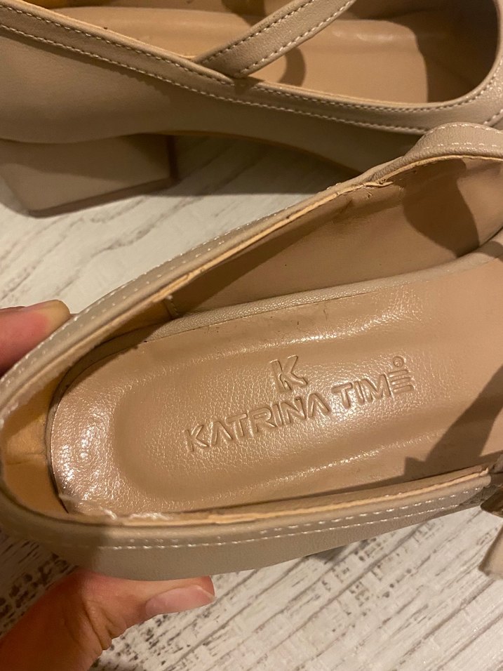 Bej Tokalı Blok Topuklu Kadın Babet - Görsel 4