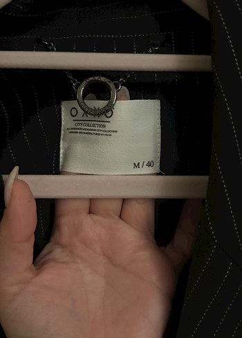 oxxo Düğmeli Siyah Çizgili Kadın Blazer