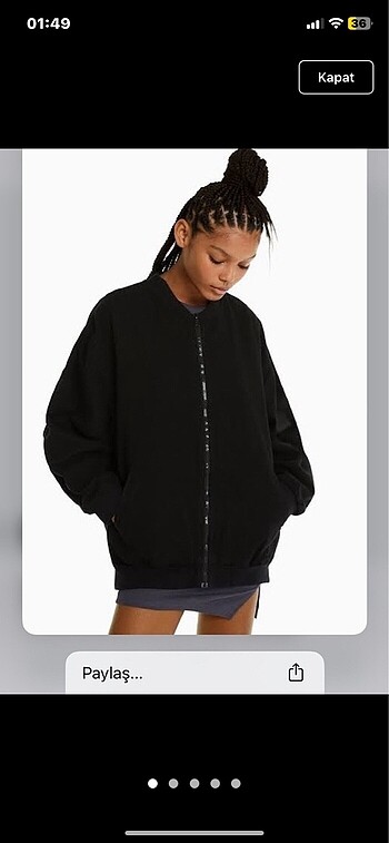 s Beden siyah Renk bershka oversize denim ceket