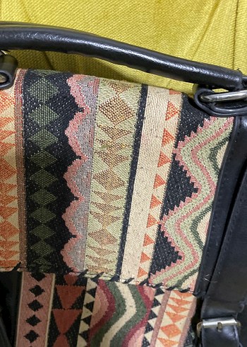 Bohem Çok Renkli Deri Kadın Çanta - Görsel 2