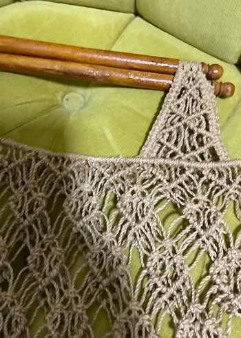 Bej Örgü Dantel Kadın Çanta - Görsel 2