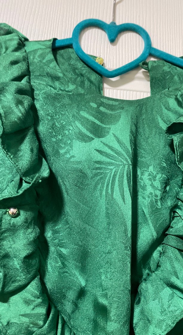 Yeşil Vintage Renkli Uzun Kadın Elbise - Görsel 2