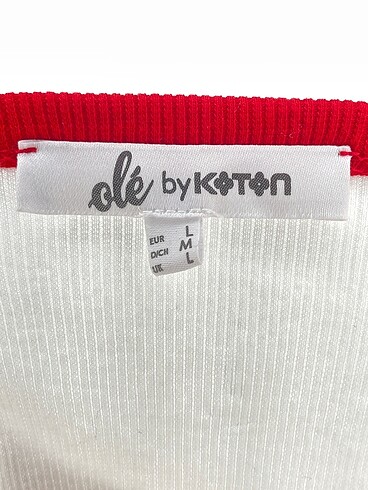 l Beden beyaz Renk Koton T-shirt %70 İndirimli.