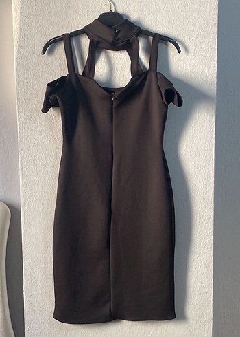 Straplez Siyah Midi Gotik Elbise - Görsel 4