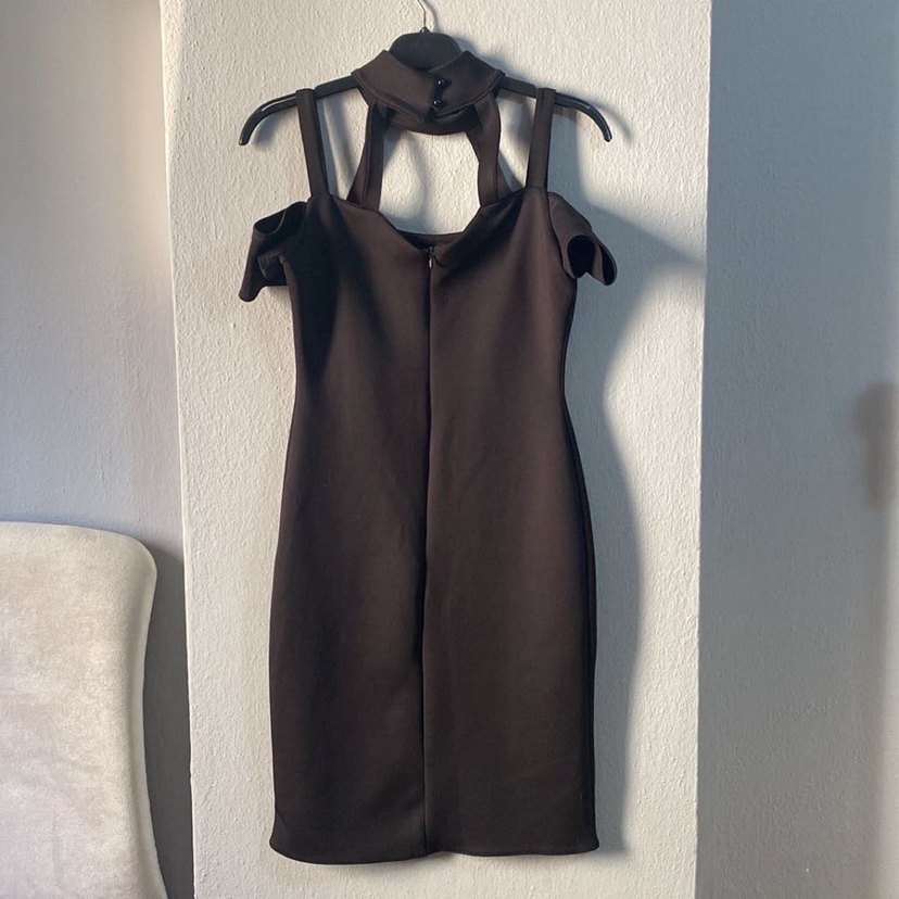 Straplez Siyah Midi Gotik Elbise - Görsel 4