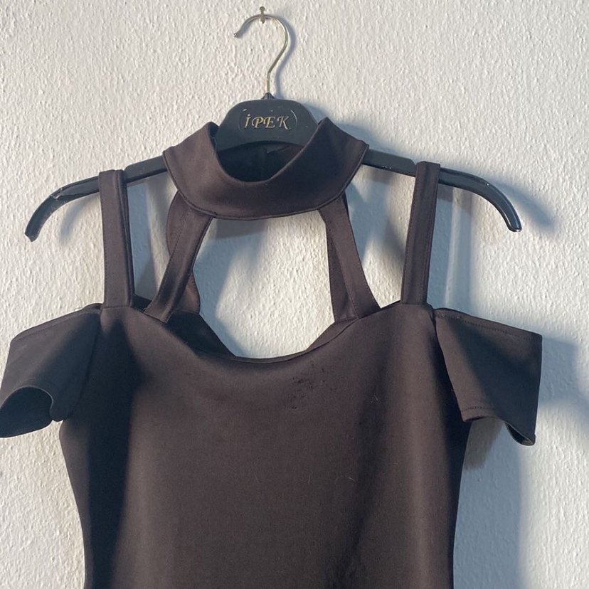 Straplez Siyah Midi Gotik Elbise - Görsel 2