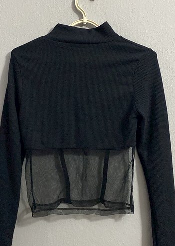 Uzun Kollu Siyah Transparan Bluz - Görsel 2