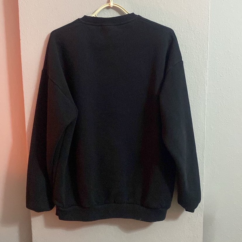 Siyah Baskılı Oversize Sweatshirt - Görsel 4