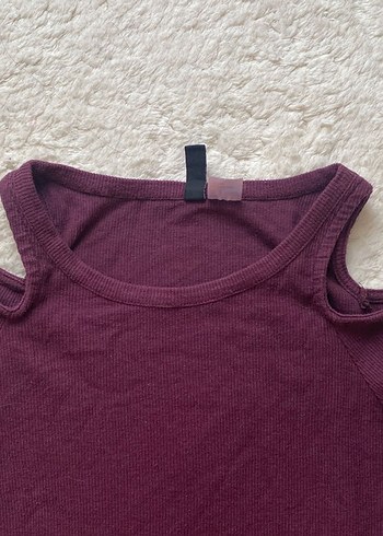 Bordo Uzun Kollu Omuz detaylı bluz - Görsel 3