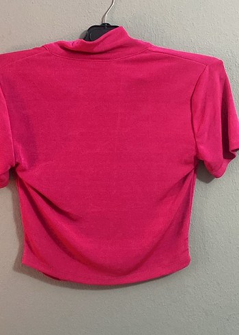 fuşya gömlek crop - Görsel 3