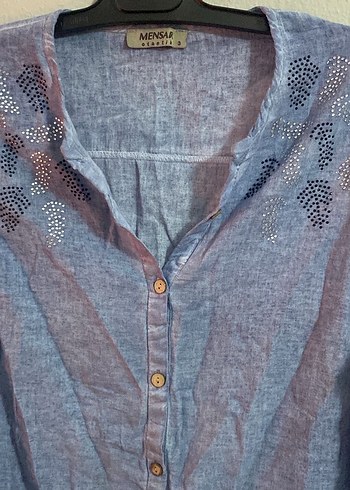 taşlı desenli vintage gömlek - Görsel 4
