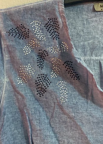 taşlı desenli vintage gömlek - Görsel 2