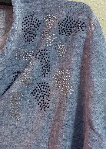 taşlı desenli vintage gömlek - Görsel 3