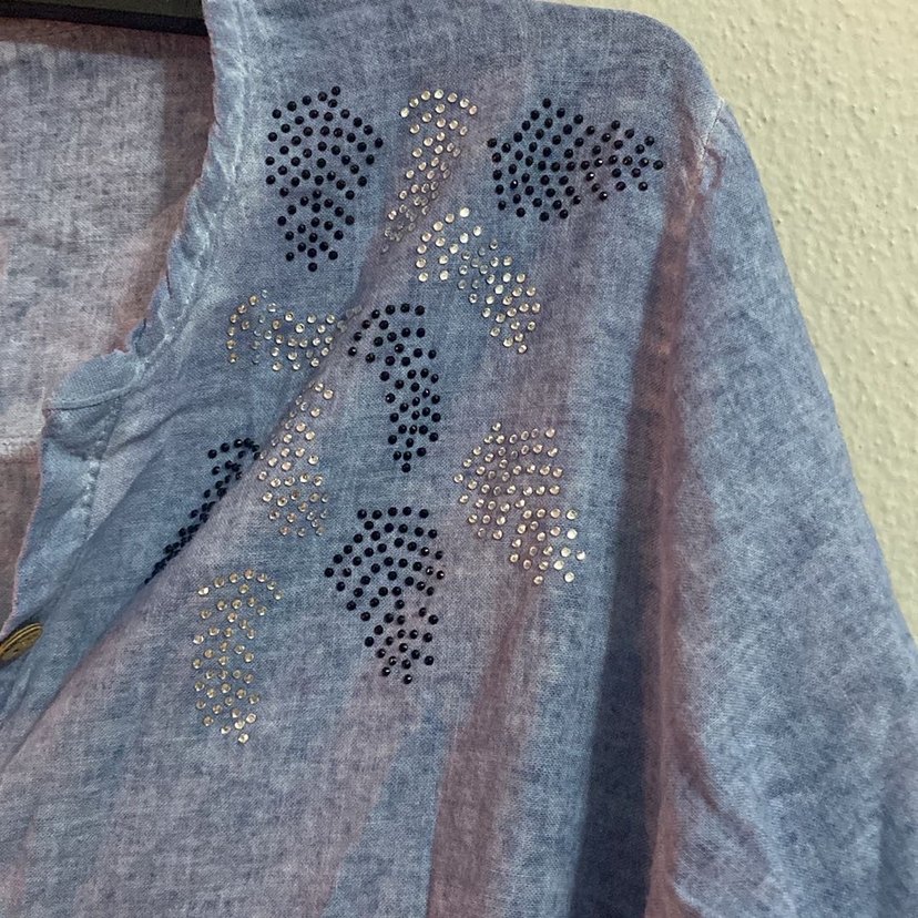 taşlı desenli vintage gömlek - Görsel 3