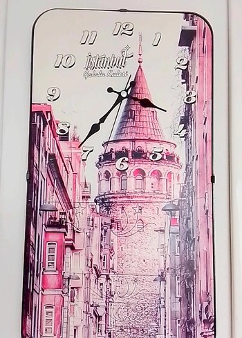 Pembe Galata Kulesi Temalı Duvar Saati - Görsel 2